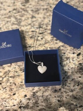 Swarovski Silver Crystal Pave Heart Necklace